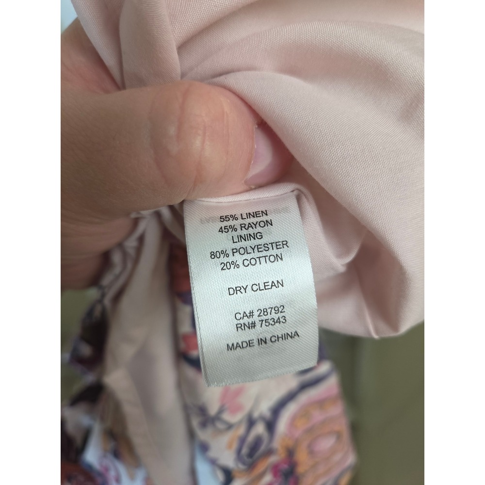 House of Harlow 1960 Pink Paisley Linen Blend Cutout Puff Sleeve Mini Dress 6 - Picture 3 of 14